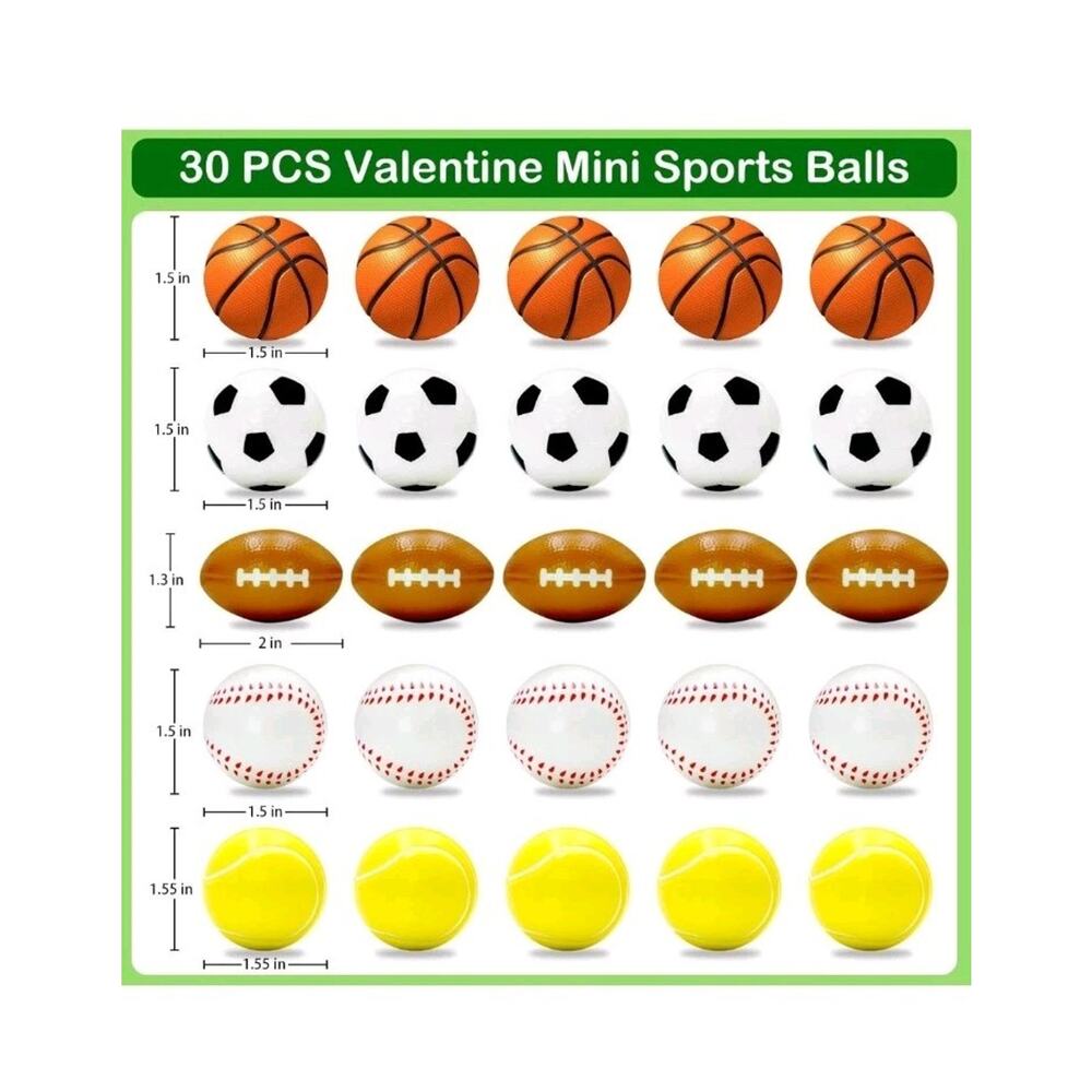 30 Pack Sports Valentines Cards Gifts for Kids School Classroom Squeeze Foam... - Picture 2 of 10